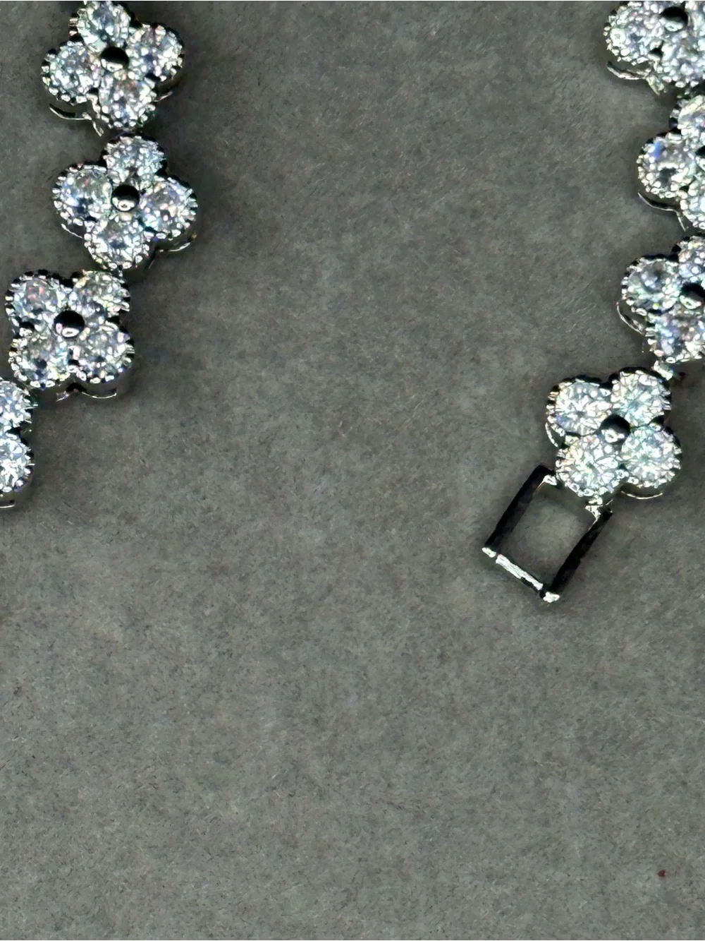 Silver Crystal Floral Tennis Bracelet - Sparkling White Stones